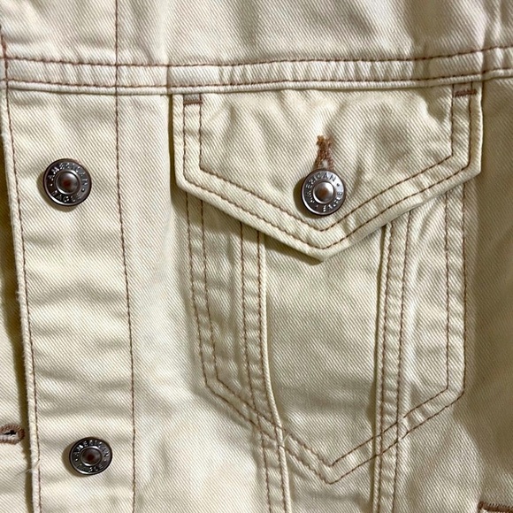 American Eagle Boyfriend Denim Jacket Women's Size M Bone Cream - Picture 3 of 9